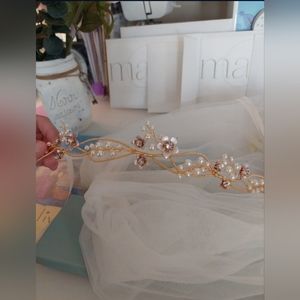 Bridal hair vein w ribbon option 4 pins